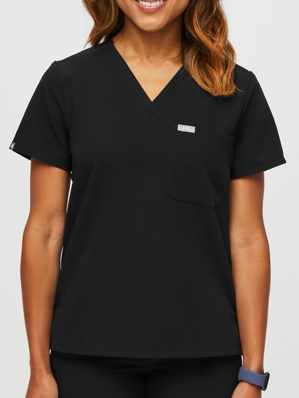 Figs Black V-Neck Short Sleeve Scrub set